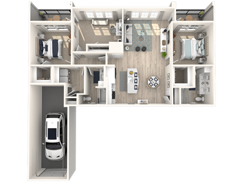 Floor plan for 3 beds, 2 baths, 1467 sqft